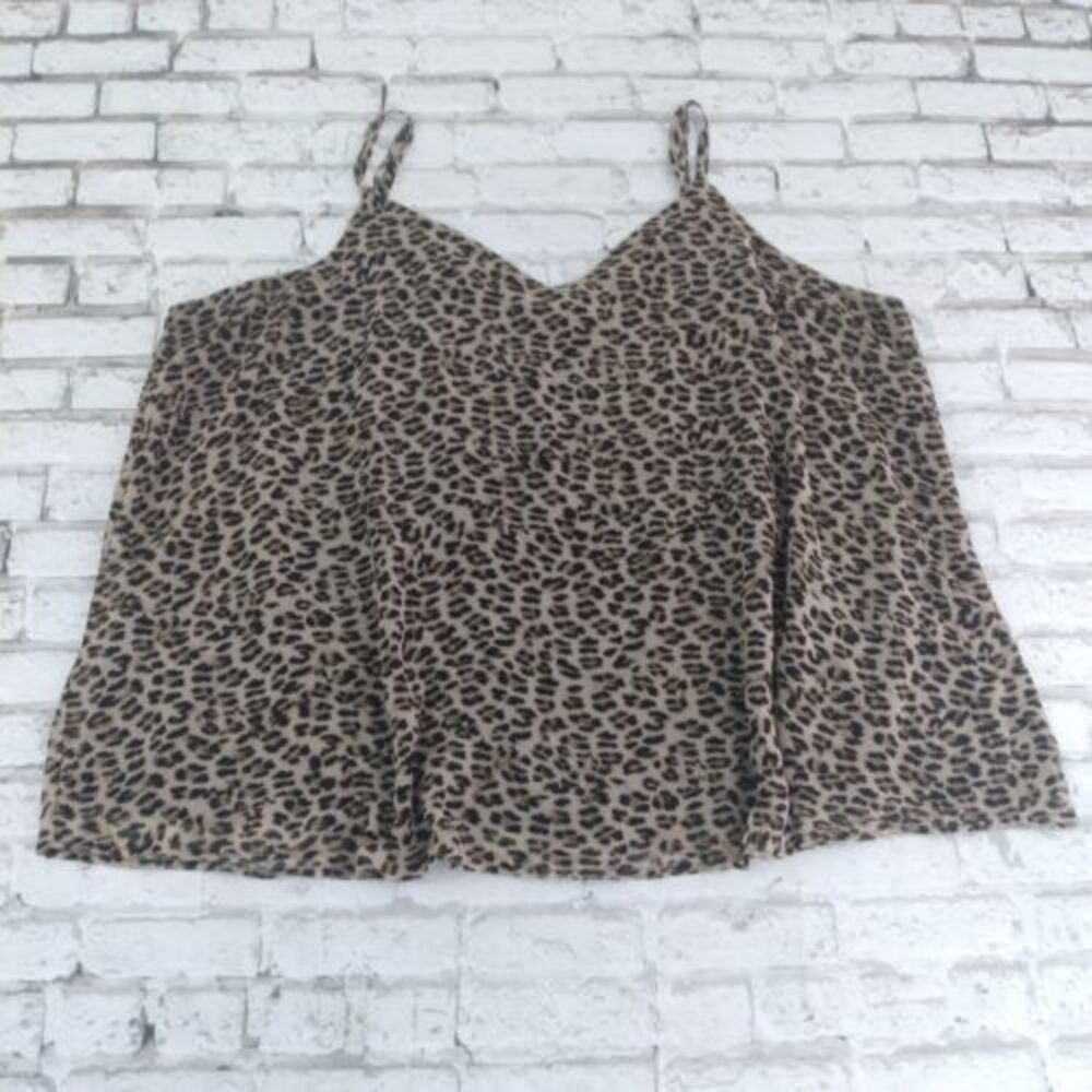 Torrid Blouse Women 5 Brown Animal Print Sleeveless Double V Neck Lined Top Boho